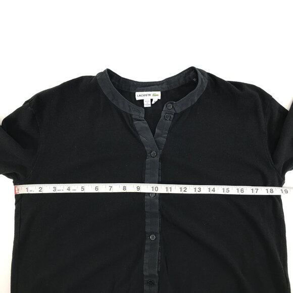 Lacoste Silk Blend Short Sleeve Blouse Women's EU 40 / Medium Black Career - Picture 7 of 11